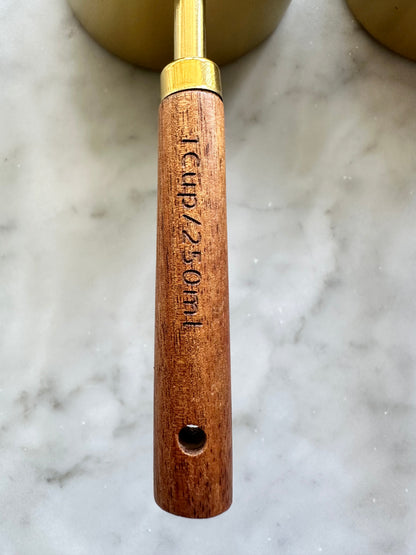Montecito Acacia Wood & Gold Measuring Cups & Spoons Set